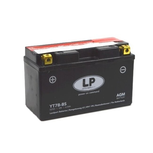 Landport (LP) LT7B-BS 12 volt 6,5 ah AGM motor accu (50701 - YT7B-BS)
