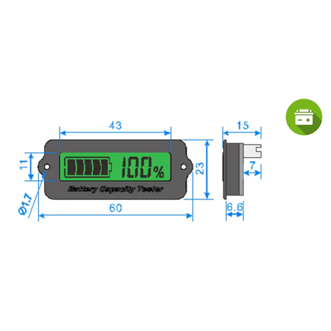 Accu capaciteit meter 12 - 24 volt
