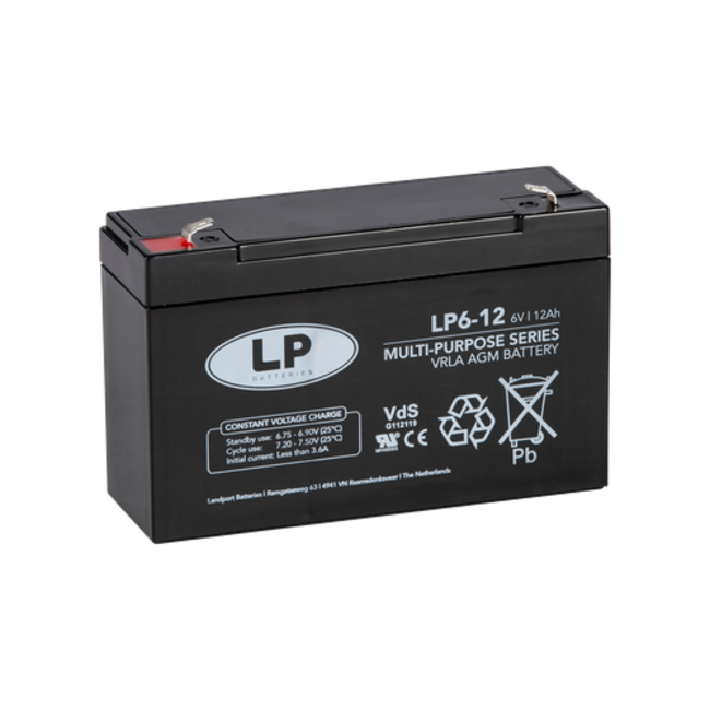 Landport (LP) VRLA-LP accu 6 volt 12 ah LP6-12 VDS