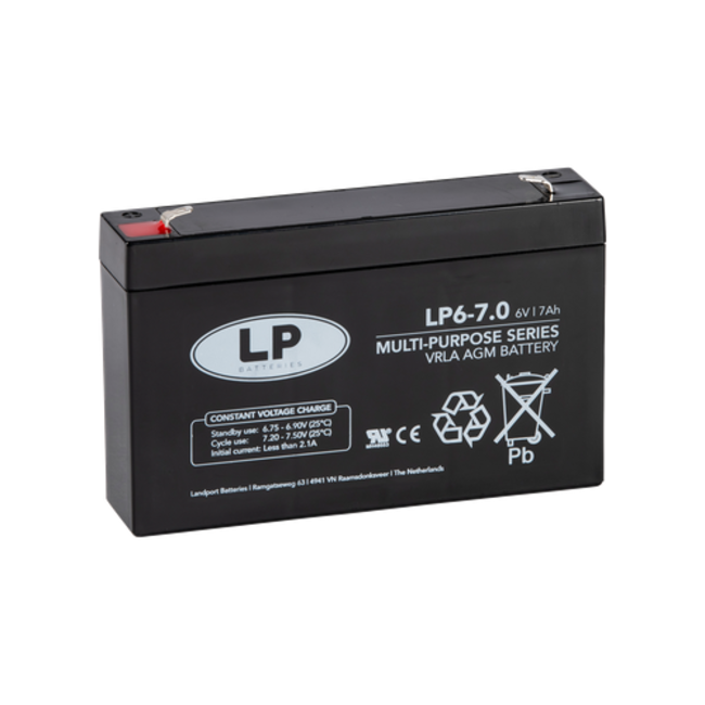 LP VRLA-LP accu 6 volt 7,0 ah LP6-7,0