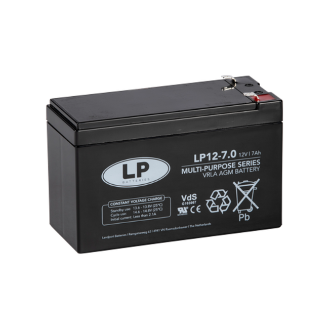 Landport (LP) VRLA-LP accu 12 volt 7,0 ah LP12-7 VDS (t1)