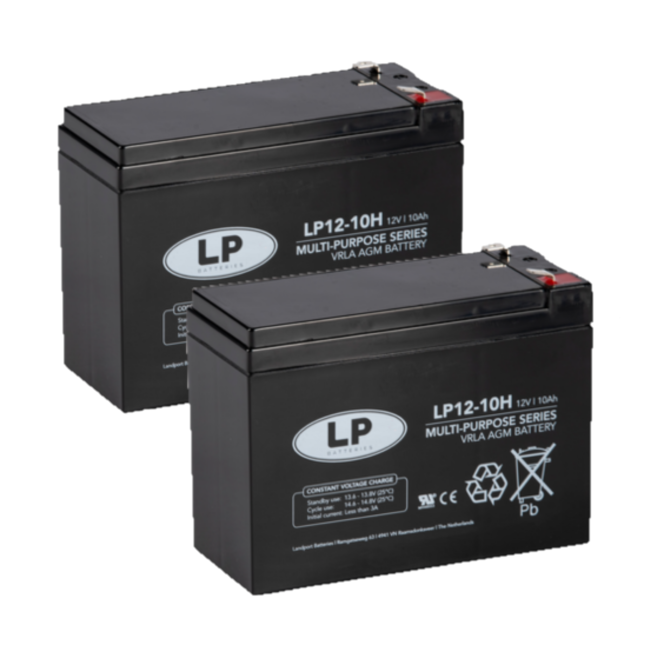 Landport (LP) 2x AGM accu 12 volt 10,0 ah type LP12-10H