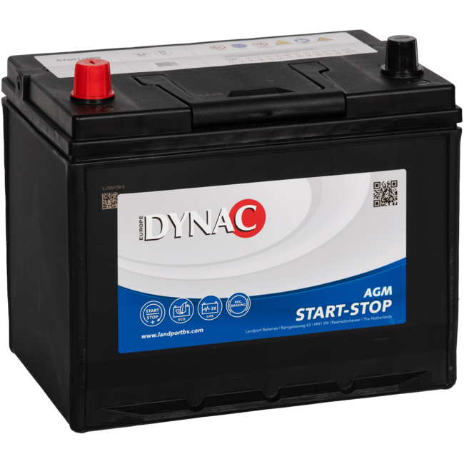 Dynac Auto accu AGM 12 volt 75 ah start - stop (+ links)