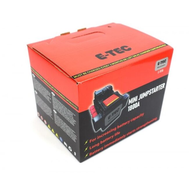 E-TEC Mini startbooster 1800A, starthulp, jumpstarter met USB aansluiting