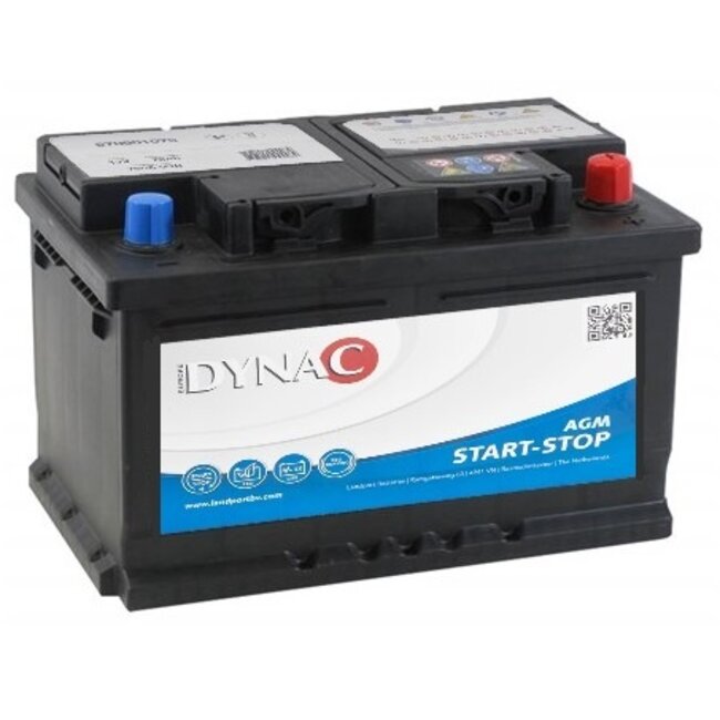 Dynac Auto accu AGM 12 volt 70 ah start - stop - Accu Service Holland