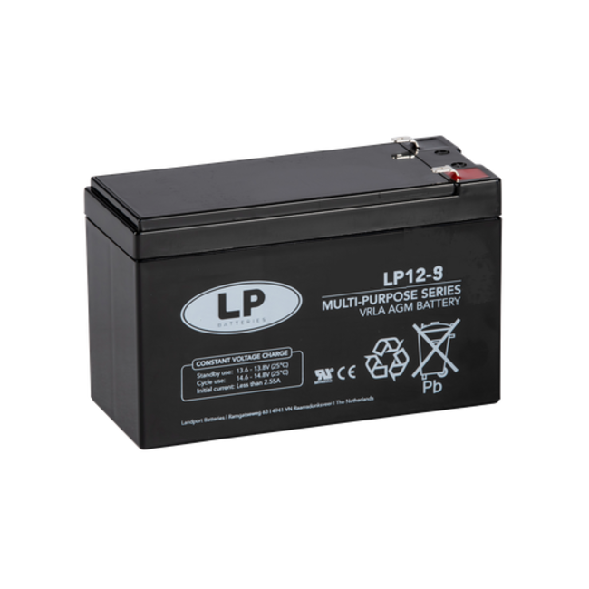 Landport (LP) 2x AGM accu 12 volt 9 ah type LP12-9
