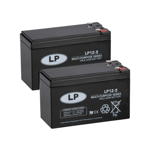 LP 2x AGM accu 12 volt 9 ah type LP12-9