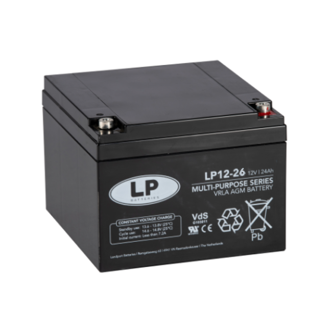 Landport (LP) VRLA-LP accu 12 volt 26.0 ah LP12-26 T12 VDS