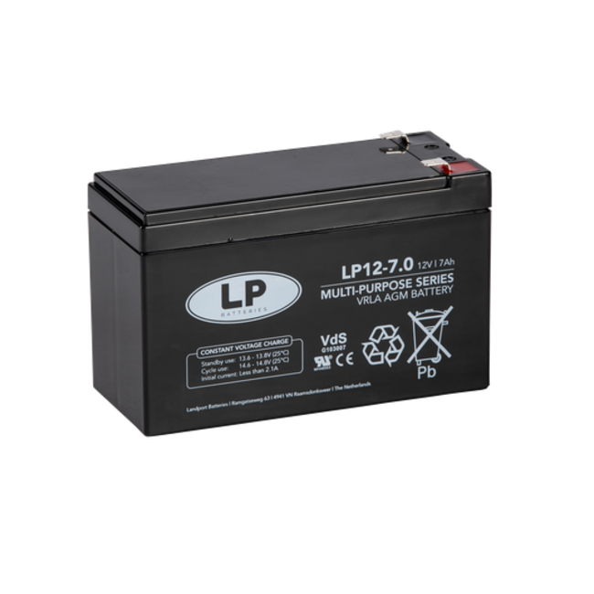 Landport (LP) VRLA-LP accu 12 volt 7,0 ah LP12-7 VDS (t2)