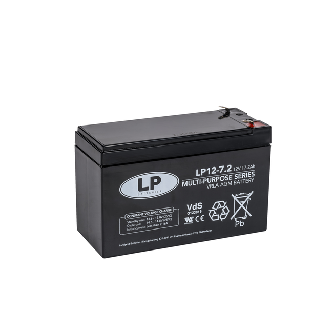 Landport (LP) VRLA-LP accu 12 volt 7,2 ah LP12-7,2 VDS (t1)