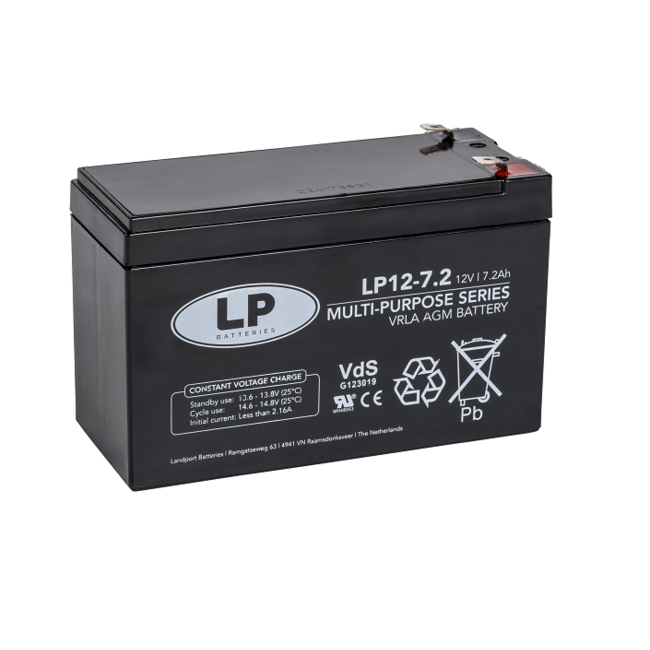 Landport (LP) VRLA-LP accu 12 volt 7,2 ah LP12-7,2 VDS (t2)