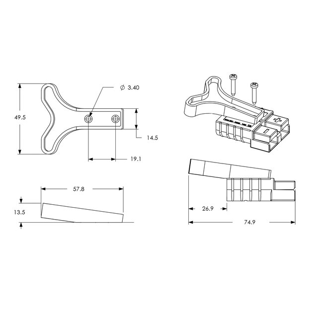 Anderson Power Handgreep voor SB 50 Anderson stekker