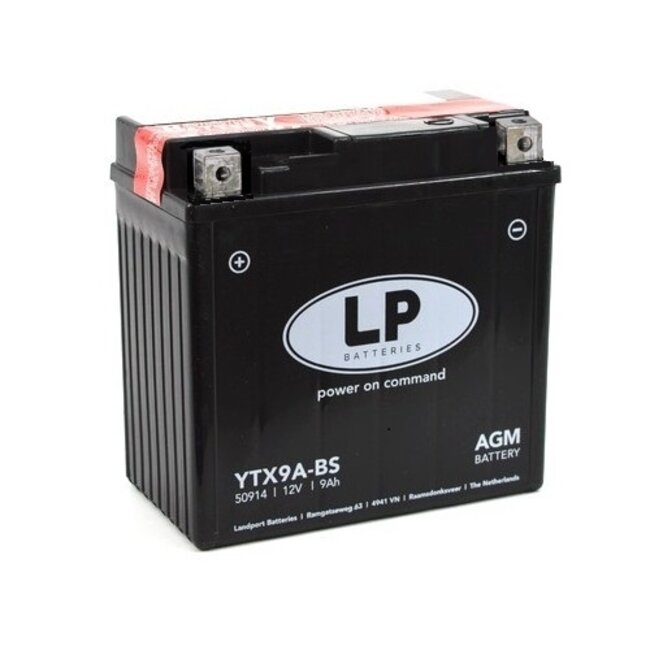 LP YTX9A-BS 12 volt 9,0 ah AGM motor accu (50914- MA LTX9A-BS)