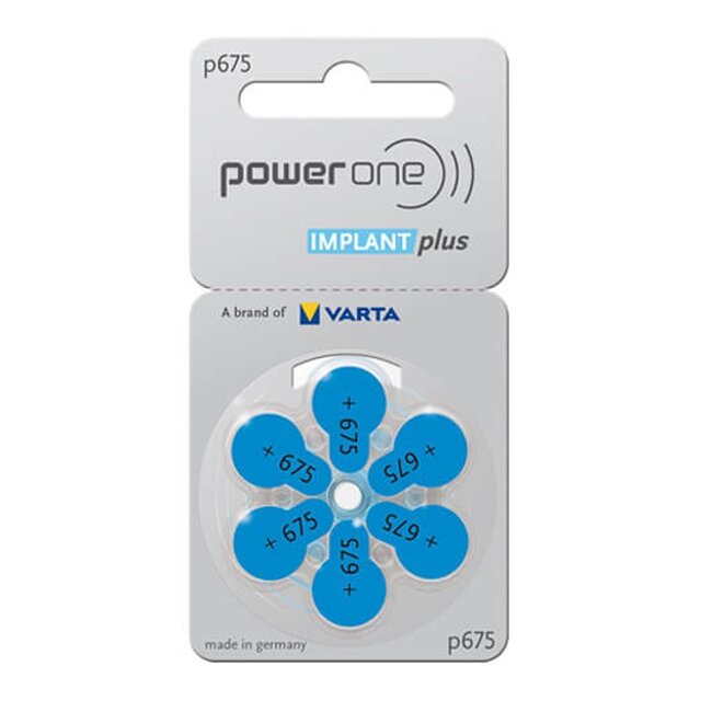 PowerOne Cochlear Implant Plus CI 675 BLAUW hoorbatterijen (6 stuks)