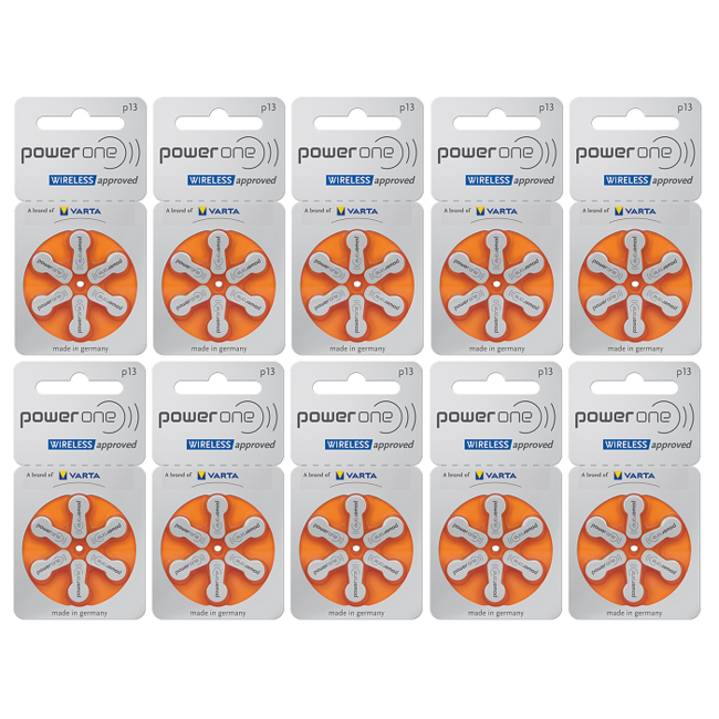 PowerOne Hoorapparaat batterij P13 oranje (60 stuks)