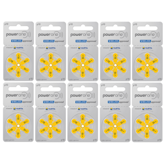PowerOne Hoorapparaat batterij P10 geel (60 stuks)