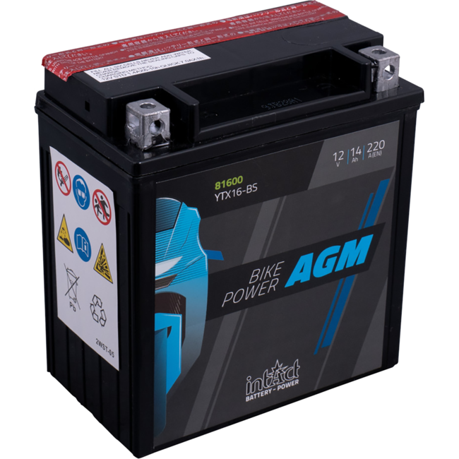 Landport (LP) LTX16-BS 12 volt 14,0 ah AGM motor accu (51402 - YTX16-BS)