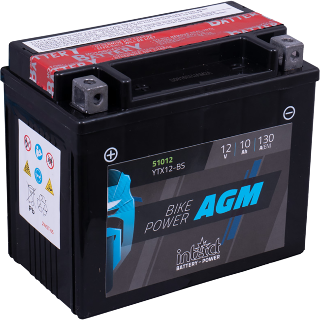 Landport (LP) LTX12-BS 12 volt 10,0 ah AGM motor accu (51012 - YTX12-BS)