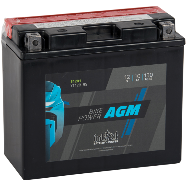 Landport (LP) LT12B-BS 12 volt 10,0 ah AGM motor accu (51201 - YT12B-BS)