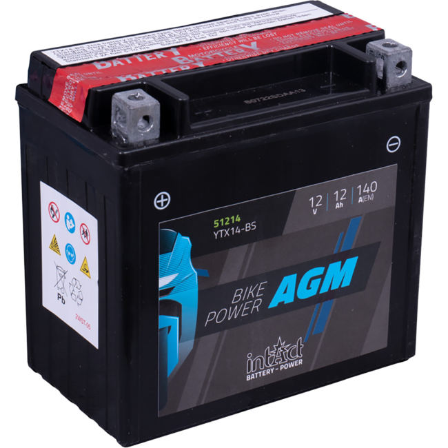 Landport (LP) LTX14-BS 12 volt 12,0 ah AGM motor accu (51214 - YTX14-BS)