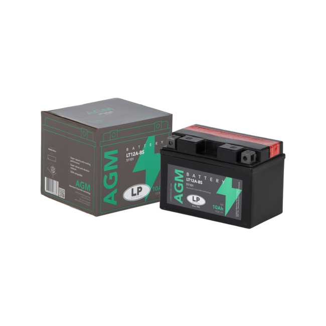 Landport (LP) LT12A-BS 12 volt 10,0 ah AGM motor accu (51101 - YT12A-BS)