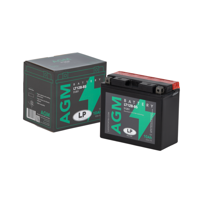 Landport (LP) LT12B-BS 12 volt 10,0 ah AGM motor accu (51201 - YT12B-BS)