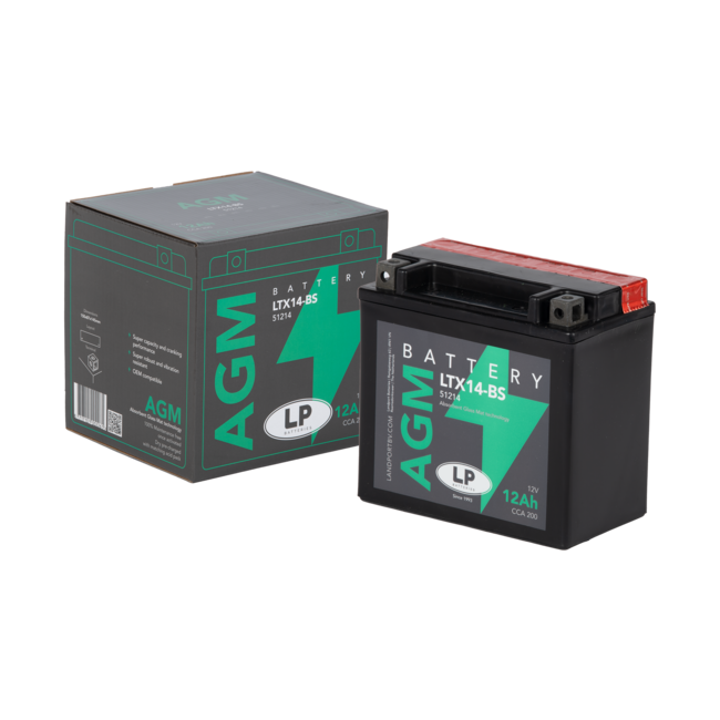 Landport (LP) LTX14-BS 12 volt 12,0 ah AGM motor accu (51214 - YTX14-BS)