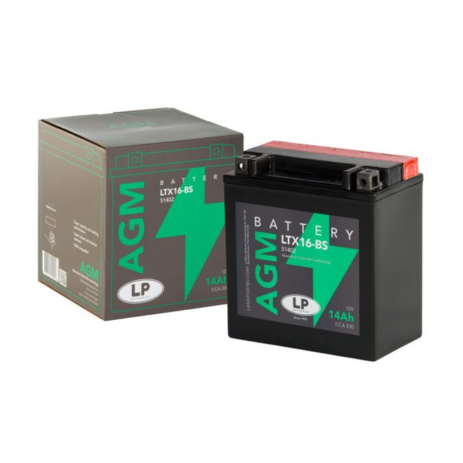 Landport (LP) LTX16-BS 12 volt 14,0 ah AGM motor accu (51402 - YTX16-BS)
