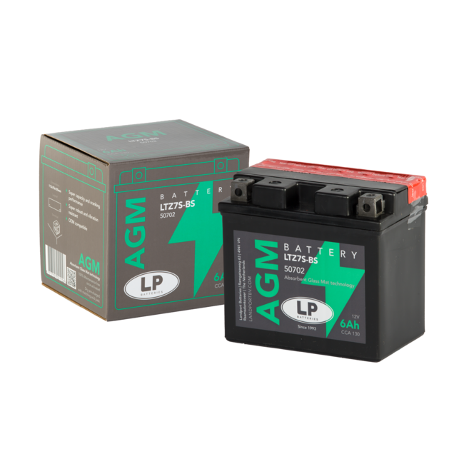 Landport (LP) LTZ7S-BS 12 volt 6,0 ah AGM motor accu (50702 - YTZ7S-BS)