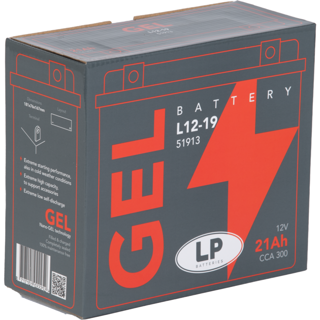 Landport (LP) L12-19 motor GEL accu 12 volt 21,0 ah (51913 - G12-19)