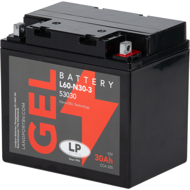 Landport (LP) L60-N30-3 motor GEL accu 12 volt 30,0 ah (53030 - G60-N30L-A)