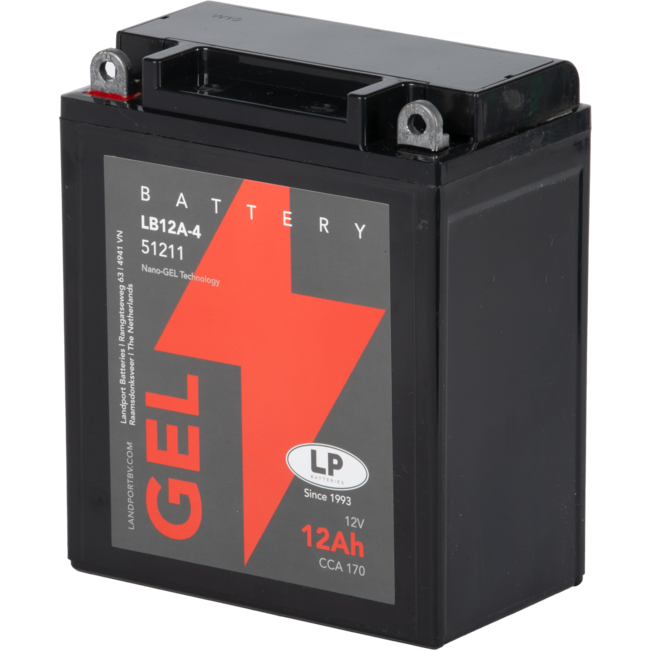 Landport (LP) LB12A-4 motor GEL accu 12 volt 12,0 ah (51211 - GB12A-A)