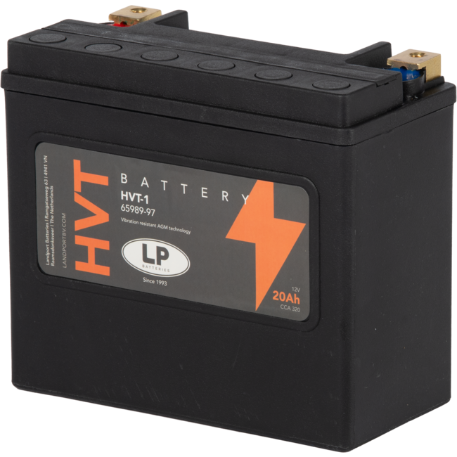 Landport (LP) HVT-1 Harley accu AGM 12 volt 20 ah (MH HVT-1) met de + rechts voor