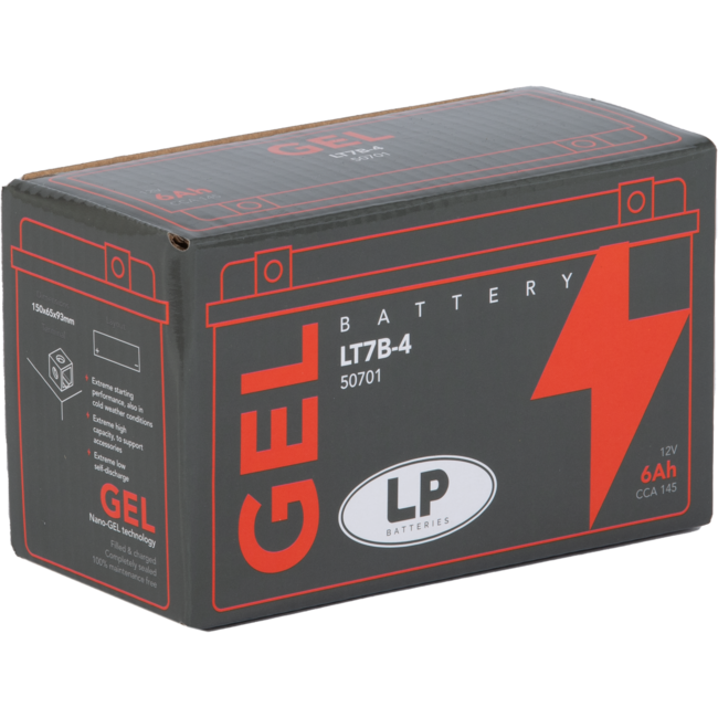 Landport (LP) LT7B-4 motor GEL accu 12 volt 6 ah (50701 - GT7B-4)
