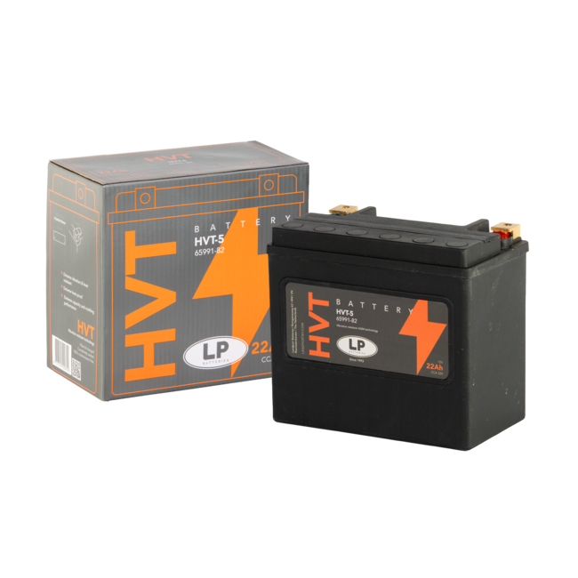 Landport (LP) HVT-5 Harley accu AGM 12 volt 22 ah (MH HVT-5) met de + links voor