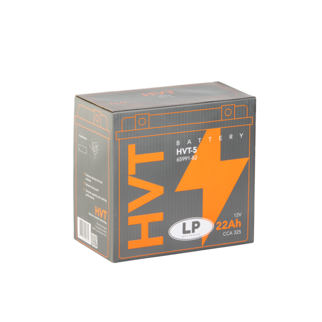 Landport (LP) HVT-5 Harley accu AGM 12 volt 22 ah (MH HVT-5) met de + links voor