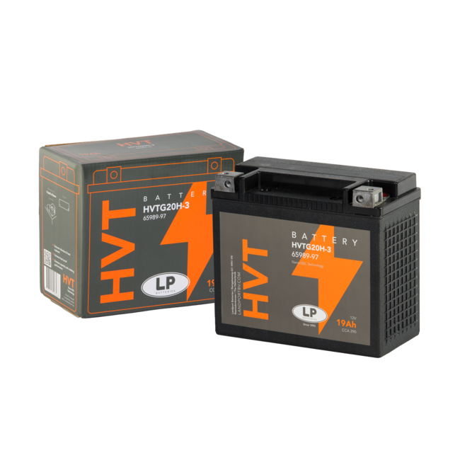Landport (LP) Harley accu HVTG20H-3 (MH GHD20H-3) 12 volt 19,0 ah met de + rechts voor