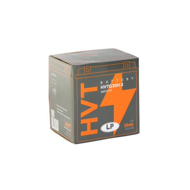Landport (LP) Harley accu HVTG30H-3 (MH GHD30H-3) 12 volt 30,0 ah met de + rechts voor