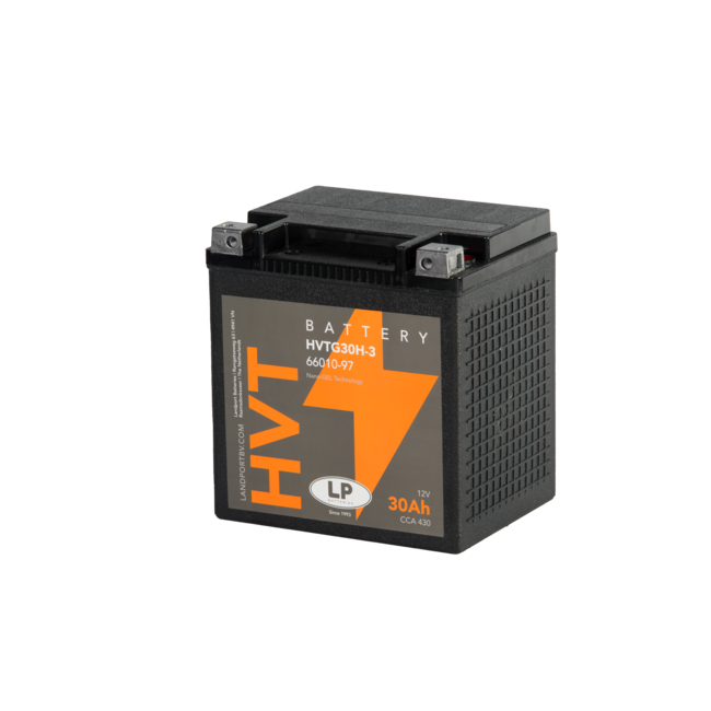 Landport (LP) Harley accu HVTG30H-3 (MH GHD30H-3) 12 volt 30,0 ah met de + rechts voor