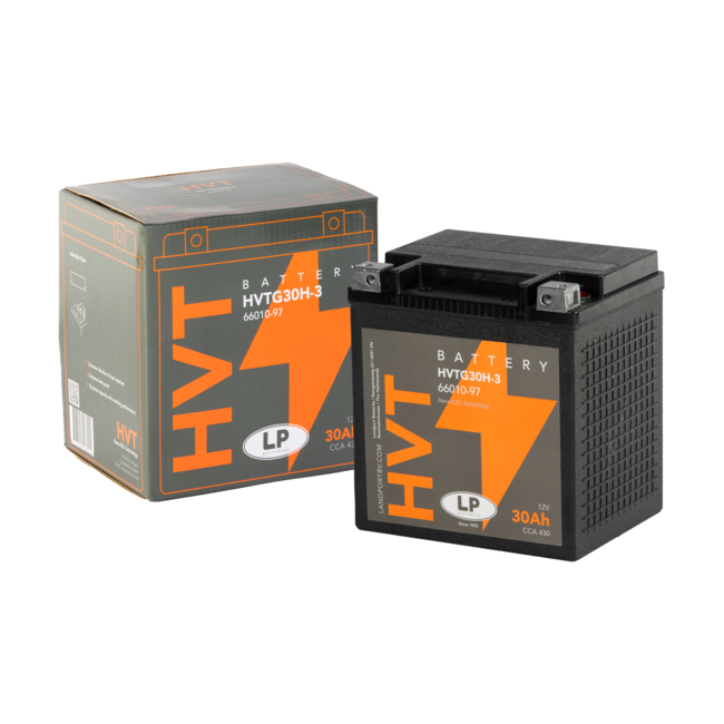 Landport (LP) Harley accu HVTG30H-3 (MH GHD30H-3) 12 volt 30,0 ah met de + rechts voor