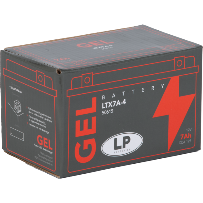 Landport (LP) LTX7A-4 motor GEL accu 12 volt 7,0 ah (50615 - GTX7A-4)