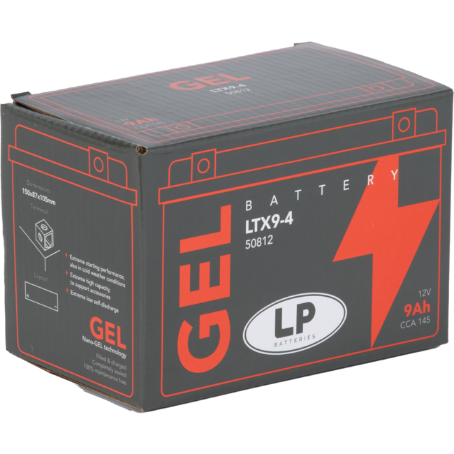 Landport (LP) LTX9-4 motor GEL accu 12 volt 9,0 ah (50812 - GTX9-4)