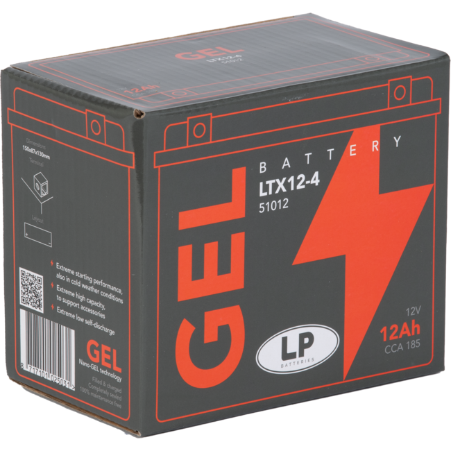 Landport (LP) LTX12-4 motor GEL accu 12 volt 12,0 ah (51012 - GTX12-4)