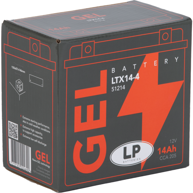 Landport (LP) LTX14-4 motor GEL accu 12 volt 14,0 ah (51214 - GTX14-4)