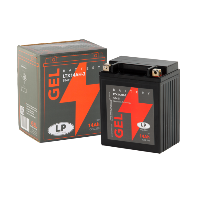 Landport (LP) LTX14AH-3 motor GEL accu 12 volt 14,0 ah (51411 - GB14L-A2)