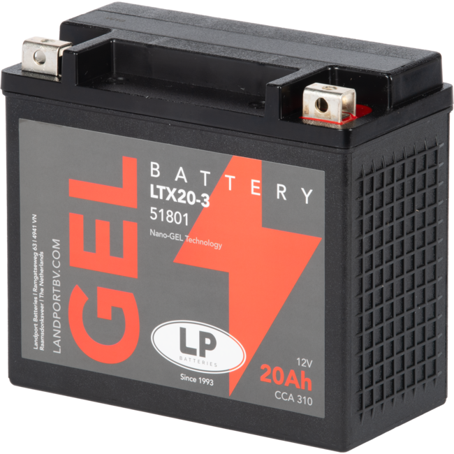 Landport (LP) LTX20-3 motor GEL accu 12 volt 20,0 ah (51801 - GTX20-3)