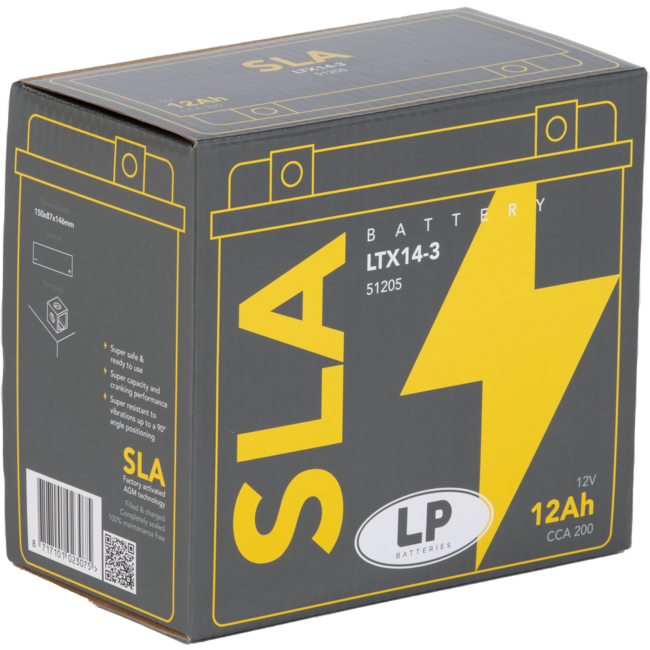 Landport (LP) SLA LTX14-3 motor accu 12 volt 12 ah (51205 - YTX14-3)