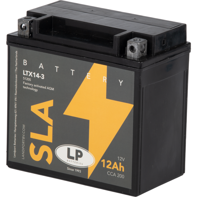 Landport (LP) SLA LTX14-3 motor accu 12 volt 12 ah (51205 - YTX14-3)