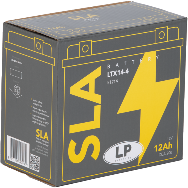 Landport (LP) SLA LTX14-4 Motor accu 12 volt 12,0 ah (51214 - YTX14-4)