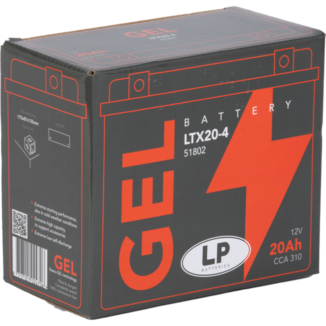 Landport (LP) LTX20-4 motor GEL accu 12 volt 20,0 ah (51802 - GTX20-4)